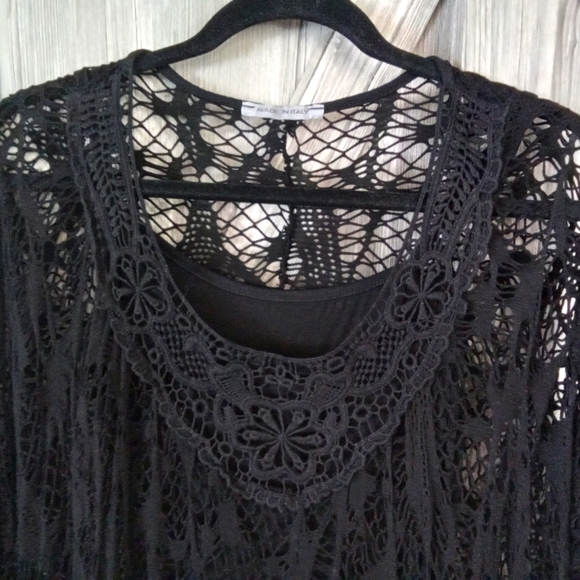 Goth Black Mesh Hi Lo Tunic Top XL - Picture 3 of 12